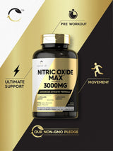 Nitric Oxide Supplement 3000mg | 120 Capsules | Pre Workout with L-Arginine & L-Citrulline | Non-GMO, Gluten Free
