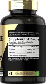 Nitric Oxide Supplement 3000mg | 120 Capsules | Pre Workout with L-Arginine & L-Citrulline | Non-GMO, Gluten Free