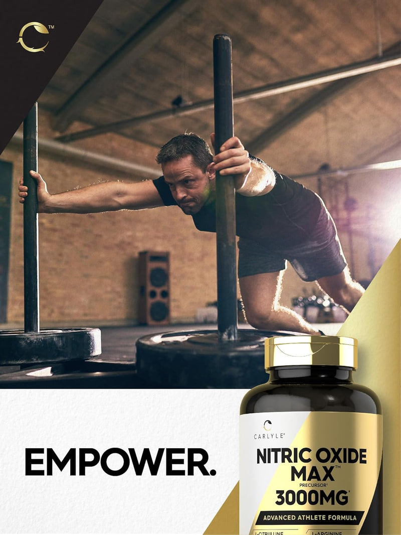 Nitric Oxide Supplement 3000mg | 120 Capsules | Pre Workout with L-Arginine & L-Citrulline | Non-GMO, Gluten Free