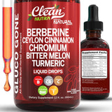 Berberine with Ceylon Cinnamon Supplement Liquid Drops + Bitter Melon Extract, Glucomannan, Gymnema, Chromium, Turmeric, Organic Panax Ginseng, Moringa GLP-1 Support