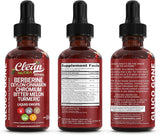 Berberine with Ceylon Cinnamon Supplement Liquid Drops + Bitter Melon Extract, Glucomannan, Gymnema, Chromium, Turmeric, Organic Panax Ginseng, Moringa GLP-1 Support