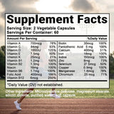 Multivitamin Mineral Supplement Antioxidant, Improved Nutrient Absorption Heart Health Natural Energy Support Multivitamin