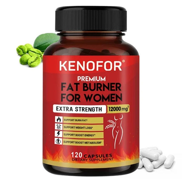 Fat Burner - Supports Weight Management, Boosts Metabolism, Relieves Bloating, Supports Blood Sugar Balance, 120 Capsules