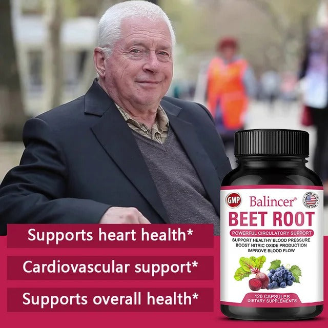 Organic Beet Root Powder Extract + Black Pepper, Vitamin and Mineral Supplement, Blood Circulation, Blood Pressure Health
