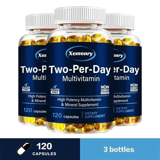 Two-Per-Day Multivitamin Capsules - with Vitamins and Minerals, Enhances Energy Levels, Immune Support, Antioxidant