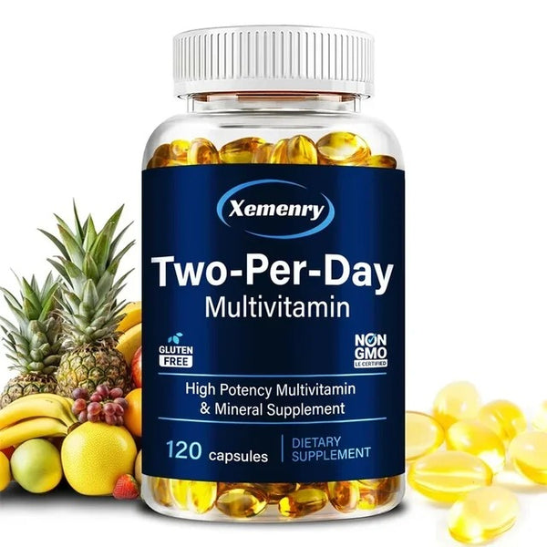 Two-Per-Day Multivitamin Capsules - with Vitamins and Minerals, Enhances Energy Levels, Immune Support, Antioxidant