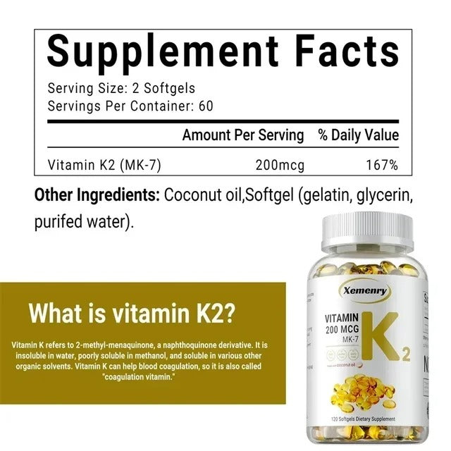 Vitamin K2 MK-7 Supplement - Supports Immune Function, Joint & Heart Health, Superior Absorption, Boosts Energy, Non-GMO