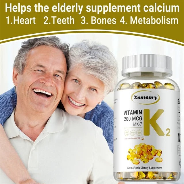 Vitamin K2 MK-7 Supplement - Supports Immune Function, Joint & Heart Health, Superior Absorption, Boosts Energy, Non-GMO