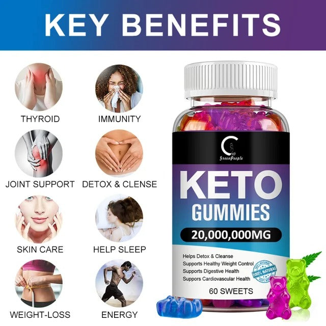 60PCS Keto Gummies Keto Gummy Supplement Help For Weight Loss For Women And Men - Cleanse - Detox