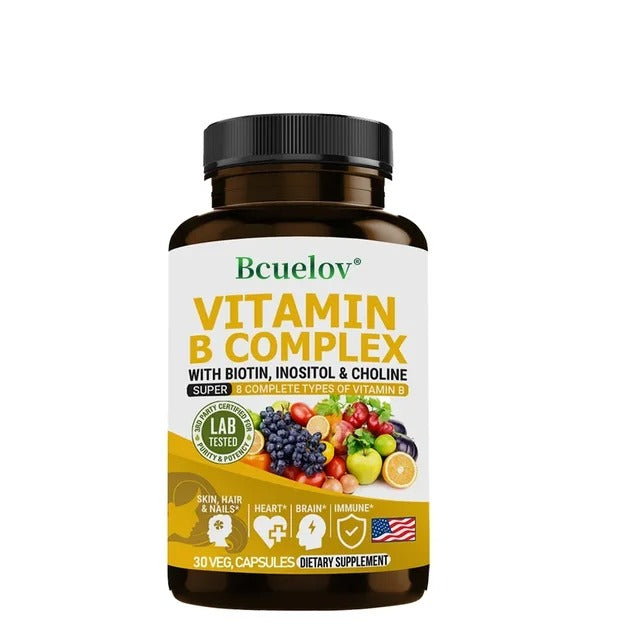 Vitamin B Complex Supplement - Immune Health, Energy Support & Nervous System Support - Non-GMO, 120 Vegetarian Capsules