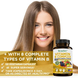 Vitamin B Complex Supplement - Immune Health, Energy Support & Nervous System Support - Non-GMO, 120 Vegetarian Capsules