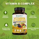 Vitamin B Complex Supplement - Immune Health, Energy Support & Nervous System Support - Non-GMO, 120 Vegetarian Capsules